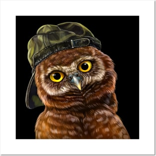 Owl in a cap Posters and Art